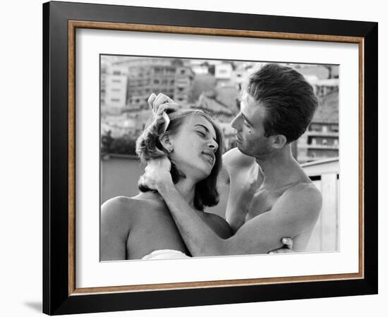 Italian Man Combing His Girlfriend's Hair-Paul Schutzer-Framed Photographic Print