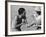 Italian Man Talking to a Woman While Enjoying a Day at the Beach-Paul Schutzer-Framed Photographic Print