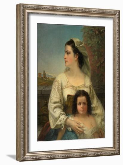 Italian Mother and Child, 1868 (Oil on Canvas)-Thomas Hicks-Framed Giclee Print