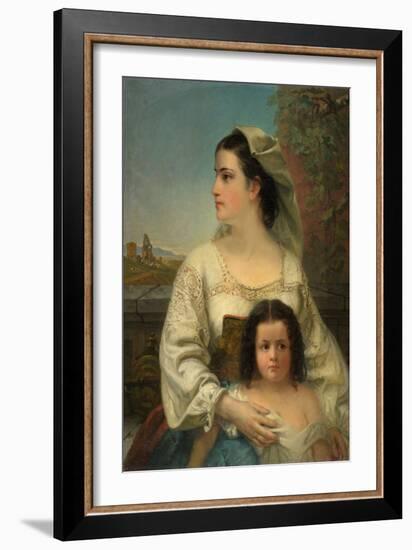 Italian Mother and Child, 1868 (Oil on Canvas)-Thomas Hicks-Framed Giclee Print