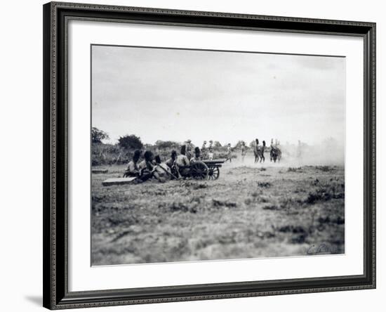 Italian Officers Training Native Troops to Use Artillery, Italian Colonialism in East Africa-null-Framed Giclee Print