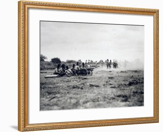 Italian Officers Training Native Troops to Use Artillery, Italian Colonialism in East Africa-null-Framed Giclee Print