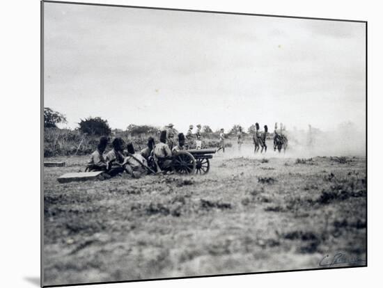 Italian Officers Training Native Troops to Use Artillery, Italian Colonialism in East Africa-null-Mounted Giclee Print