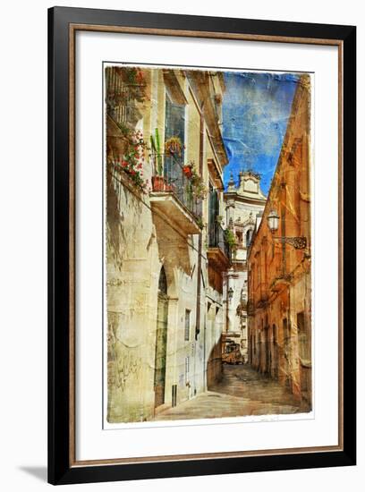 Italian Old Town Streets- Lecce.Picture In Painting Style-Maugli-l-Framed Premium Giclee Print