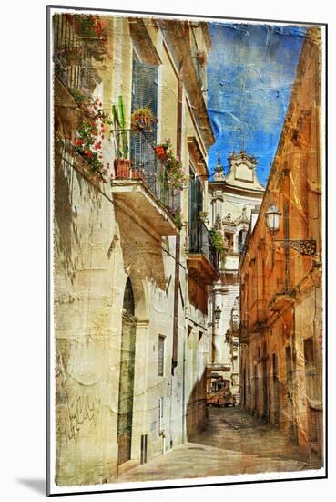 Italian Old Town Streets- Lecce.Picture In Painting Style-Maugli-l-Mounted Art Print