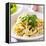 Italian Pasta with Pesto Sauce close up Photo-evren_photos-Framed Premier Image Canvas