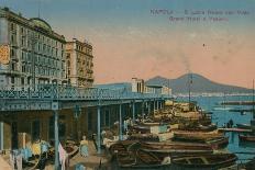 Naples - View of the Grand Hotel Santa Lucia and Mount Vesuvius. Postcard Sent in 1913-Italian Photographer-Framed Giclee Print