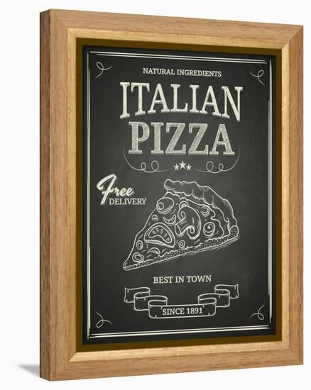 Italian Pizza Poster on Black Chalkboard-hoverfly-Framed Stretched Canvas