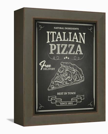 Italian Pizza Poster on Black Chalkboard-hoverfly-Framed Stretched Canvas