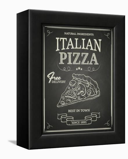 Italian Pizza Poster on Black Chalkboard-hoverfly-Framed Stretched Canvas