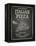 Italian Pizza Poster on Black Chalkboard-hoverfly-Framed Stretched Canvas