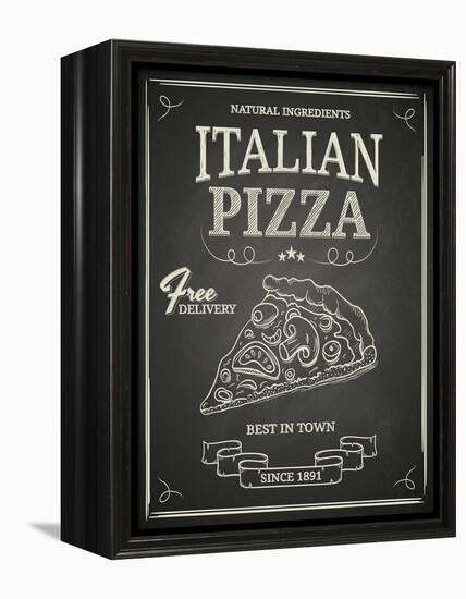 Italian Pizza Poster on Black Chalkboard-hoverfly-Framed Stretched Canvas