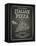 Italian Pizza Poster on Black Chalkboard-hoverfly-Framed Stretched Canvas