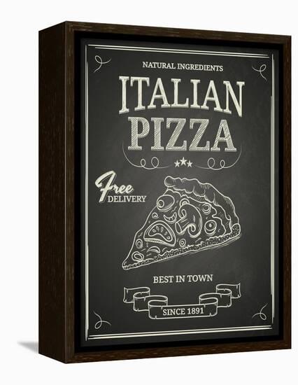 Italian Pizza Poster on Black Chalkboard-hoverfly-Framed Stretched Canvas