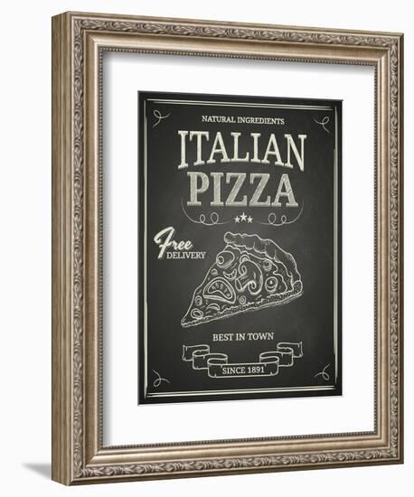 Italian Pizza Poster on Black Chalkboard-hoverfly-Framed Art Print