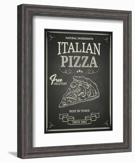 Italian Pizza Poster on Black Chalkboard-hoverfly-Framed Art Print