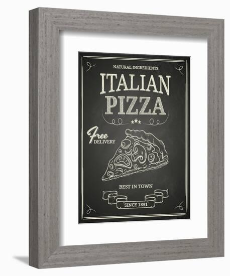 Italian Pizza Poster on Black Chalkboard-hoverfly-Framed Art Print