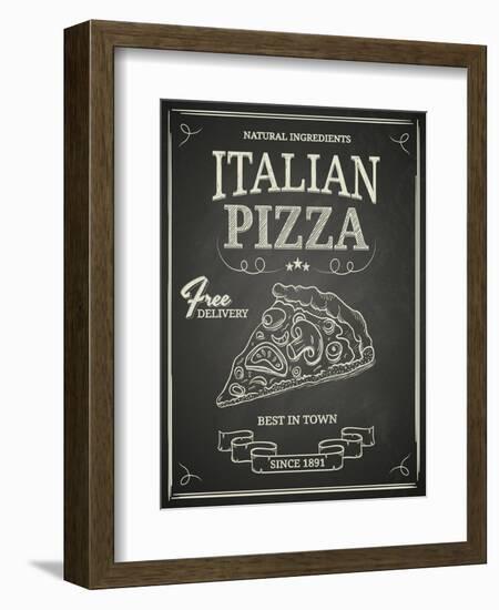 Italian Pizza Poster on Black Chalkboard-hoverfly-Framed Art Print