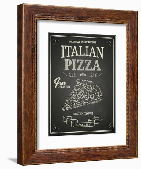 Italian Pizza Poster on Black Chalkboard-hoverfly-Framed Art Print