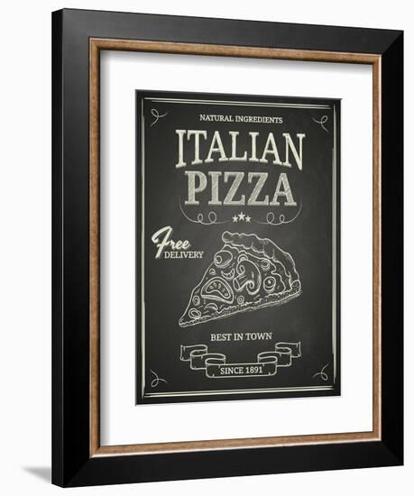 Italian Pizza Poster on Black Chalkboard-hoverfly-Framed Art Print