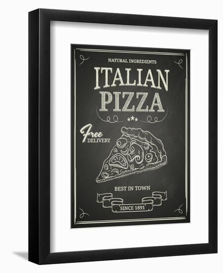 Italian Pizza Poster on Black Chalkboard-hoverfly-Framed Art Print