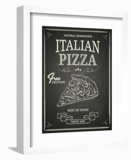 Italian Pizza Poster on Black Chalkboard-hoverfly-Framed Art Print