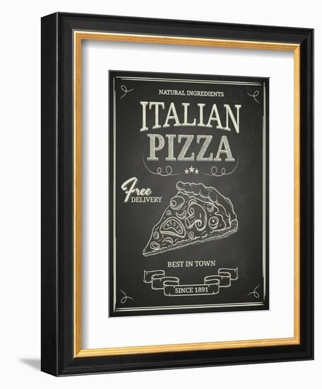 Italian Pizza Poster on Black Chalkboard-hoverfly-Framed Art Print