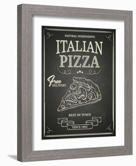 Italian Pizza Poster on Black Chalkboard-hoverfly-Framed Art Print