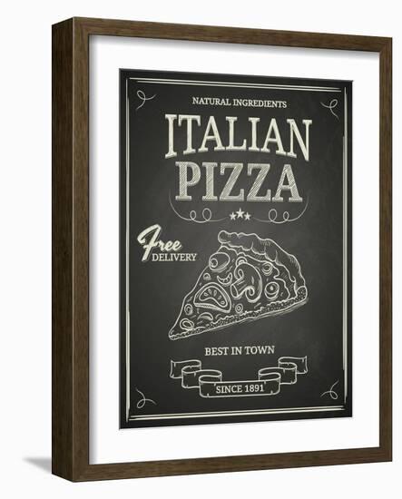 Italian Pizza Poster on Black Chalkboard-hoverfly-Framed Art Print