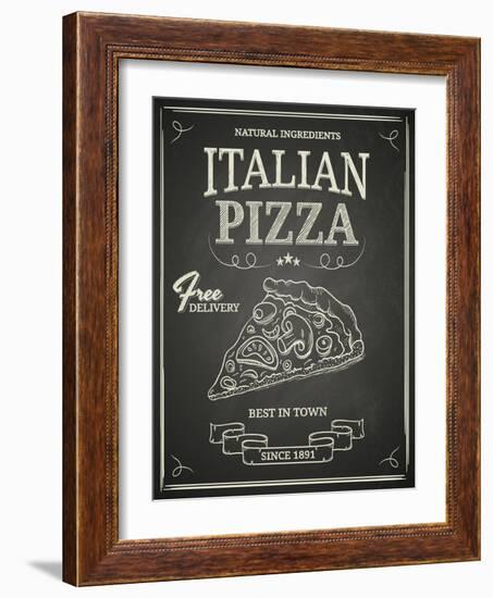 Italian Pizza Poster on Black Chalkboard-hoverfly-Framed Art Print