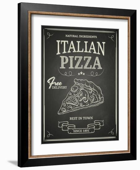 Italian Pizza Poster on Black Chalkboard-hoverfly-Framed Art Print