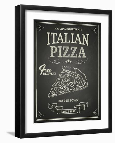 Italian Pizza Poster on Black Chalkboard-hoverfly-Framed Art Print