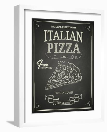 Italian Pizza Poster on Black Chalkboard-hoverfly-Framed Art Print