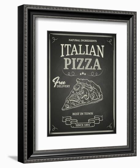 Italian Pizza Poster on Black Chalkboard-hoverfly-Framed Premium Giclee Print