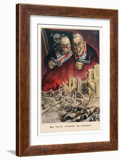 Italian Propaganda Poster Su Loro Ricade La Colpa! Pub.1939-45 (Colour Litho)-Gino Boccasile-Framed Giclee Print