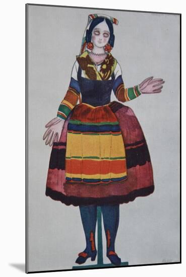 Italian Puppet. Costume Design for the Ballet the Magic Toy Shop by G. Rossini, 1919-Léon Bakst-Mounted Giclee Print