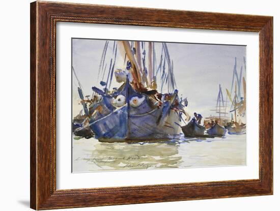 Italian Sailing Vessels at Anchor (Watercolour over Indications in Graphite on Rough Paper)-John Singer Sargent-Framed Giclee Print
