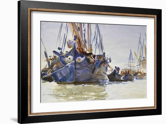 Italian Sailing Vessels at Anchor (Watercolour over Indications in Graphite on Rough Paper)-John Singer Sargent-Framed Giclee Print