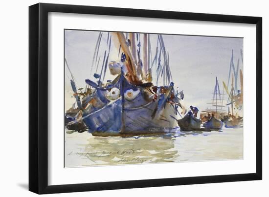 Italian Sailing Vessels at Anchor (Watercolour over Indications in Graphite on Rough Paper)-John Singer Sargent-Framed Giclee Print