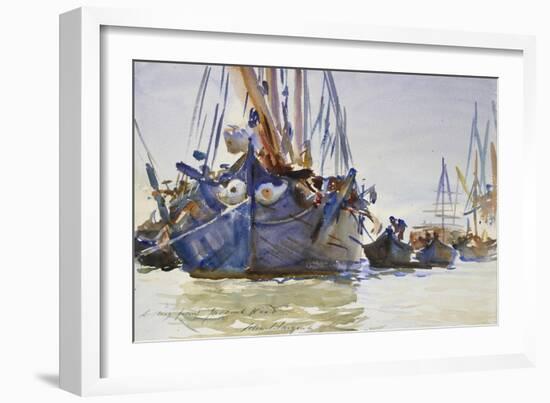 Italian Sailing Vessels at Anchor (Watercolour over Indications in Graphite on Rough Paper)-John Singer Sargent-Framed Giclee Print