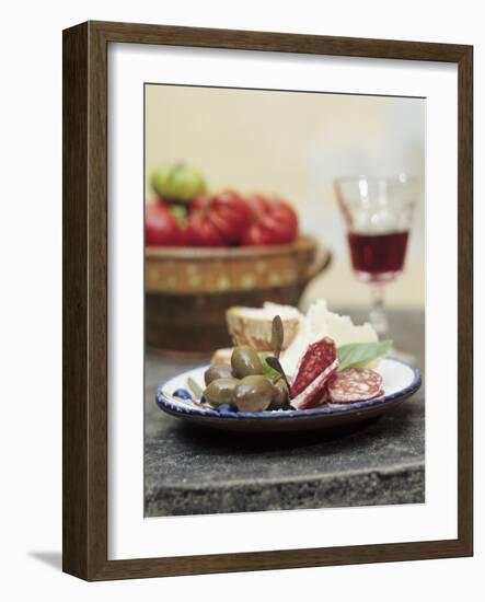 Italian Snack with Hard Cured Sausage, Olives and Cheese-Eising Studio - Food Photo and Video-Framed Photographic Print