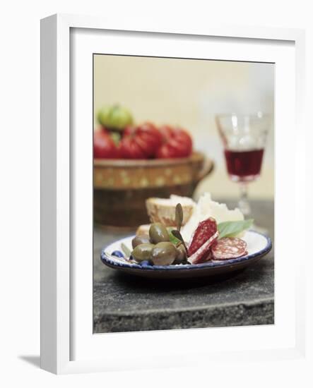 Italian Snack with Hard Cured Sausage, Olives and Cheese-Eising Studio - Food Photo and Video-Framed Photographic Print