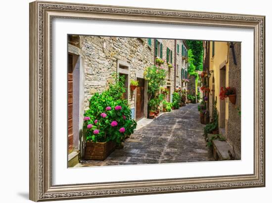 Italian Street in A Small Provincial Town of Tuscan-Alan64-Framed Photographic Print