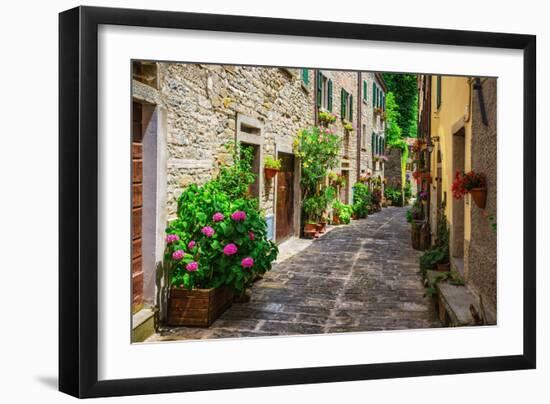 Italian Street in A Small Provincial Town of Tuscan-Alan64-Framed Photographic Print