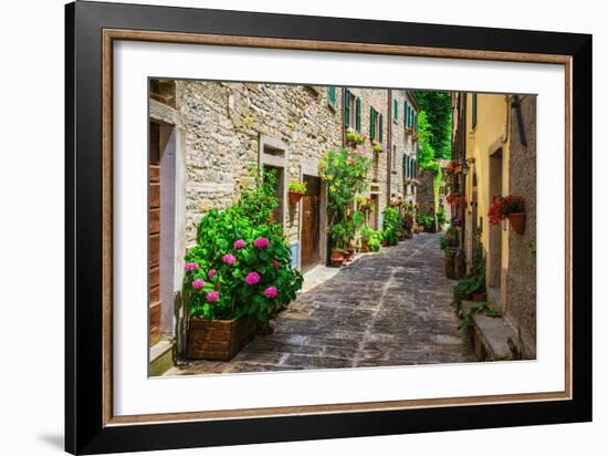 Italian Street in A Small Provincial Town of Tuscan-Alan64-Framed Photographic Print