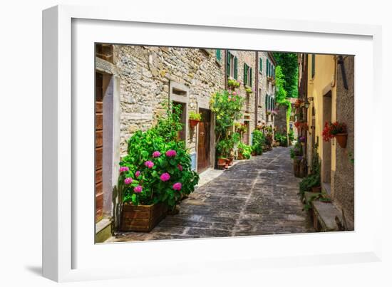 Italian Street in A Small Provincial Town of Tuscan-Alan64-Framed Photographic Print