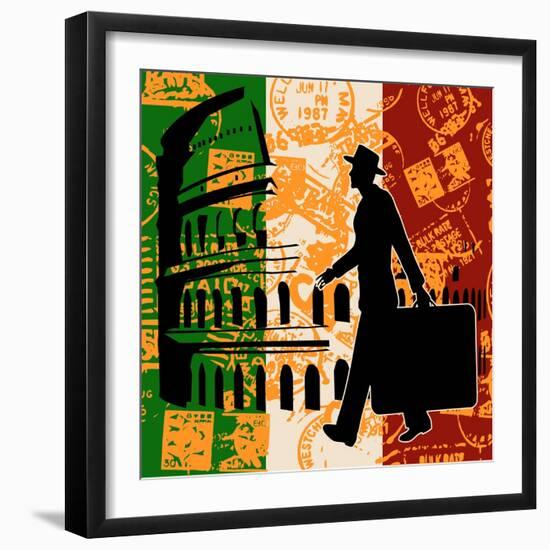 Italian Travel Flyer-Petrafler-Framed Art Print