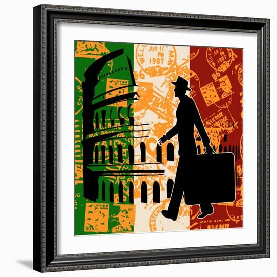 Italian Travel Flyer-Petrafler-Framed Art Print