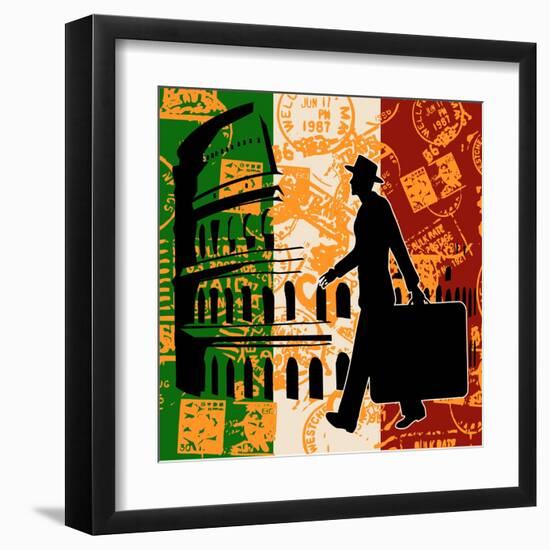 Italian Travel Flyer-Petrafler-Framed Art Print