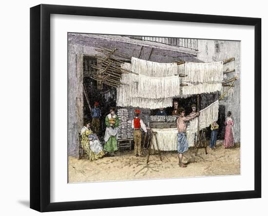 Italian Vendors Making Pasta in Naples, 1880s-null-Framed Giclee Print